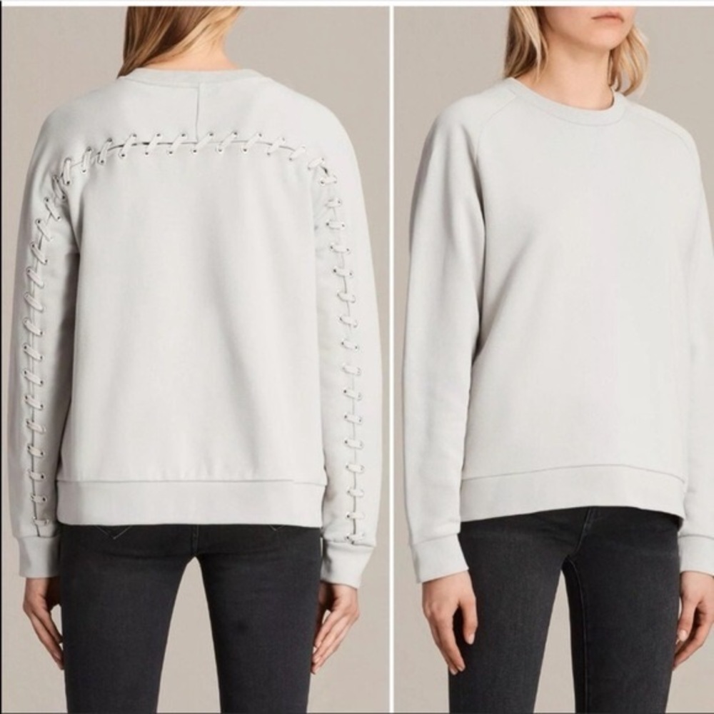 All Saints Yara Laced Sweatshirt Grey Small
